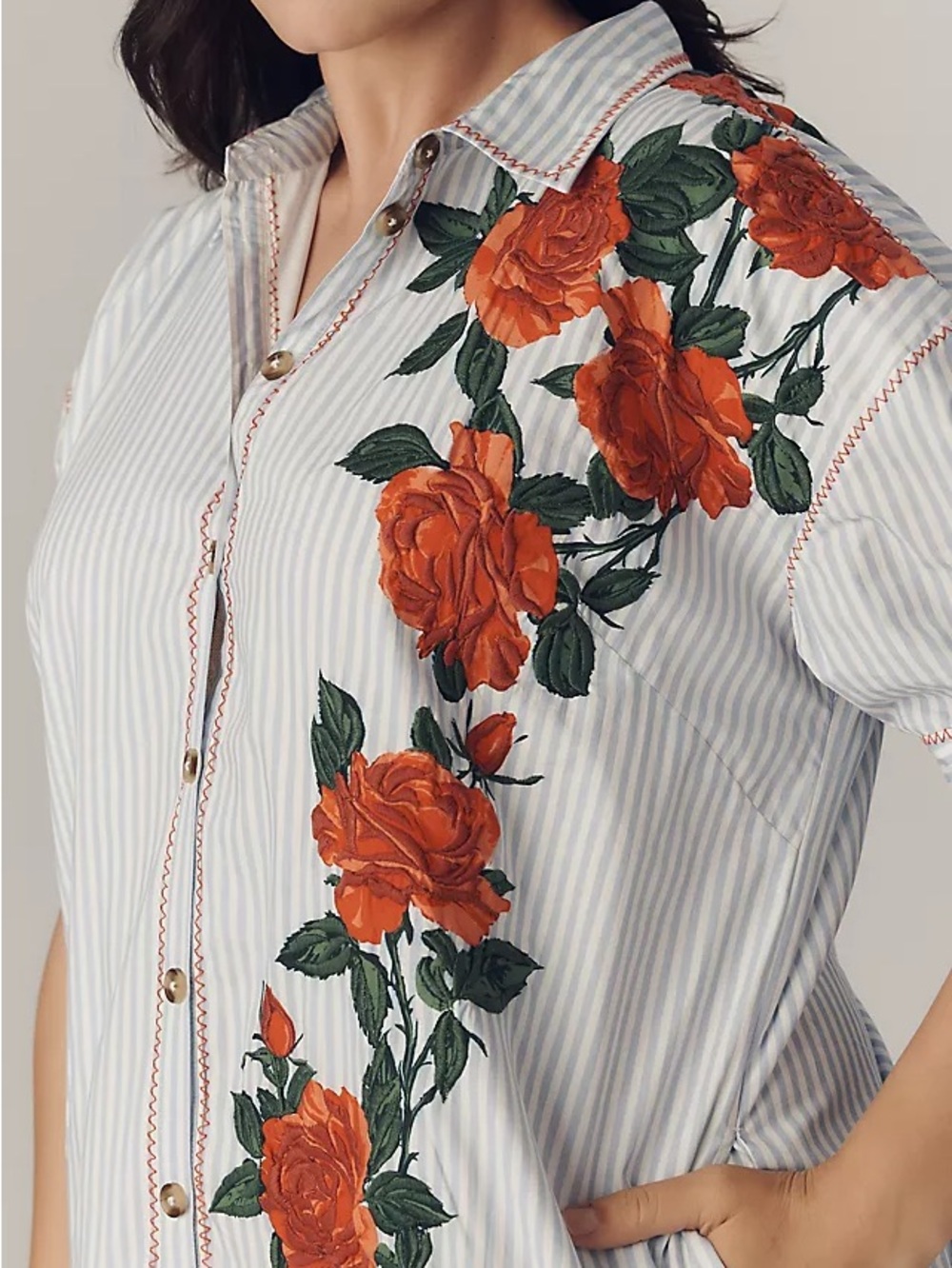 Anthropologie Maeve Short Sleeve Bubble Mini Shirt Dress Size XL EUC - Picture 2 of 7